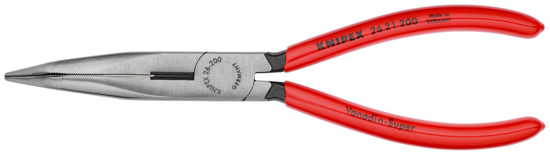 KNIPEX 26 21 200 Snipe Nose Side Cutting Pliers (Stork Beak Pliers) plastic coated black atramentized 200 mm
