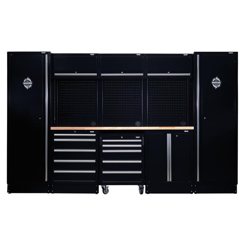 Draper 27066 BUNKER 16 Piece Modular Storage Combo with Hardwood Worktop, 3240mm