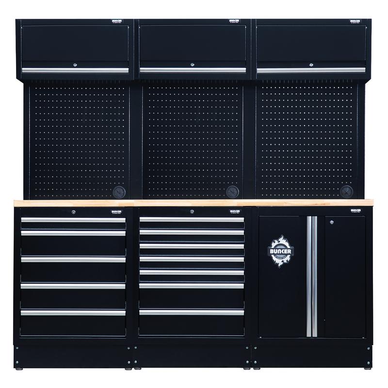 Draper 27206 BUNKER 14 Piece Modular Storage Combo with Hardwood Worktop, 2040mm