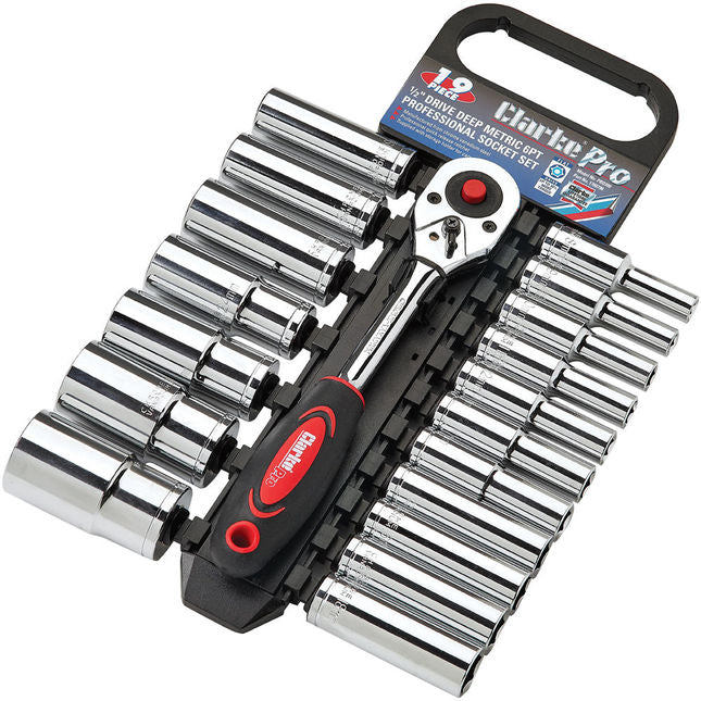 Clarke 1700796 PRO390 19 Piece _" Deep Drive 6 Point Metric Socket Set