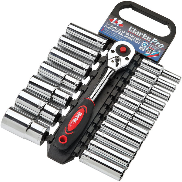 Clarke 1700796 PRO390 19 Piece _" Deep Drive 6 Point Metric Socket Set