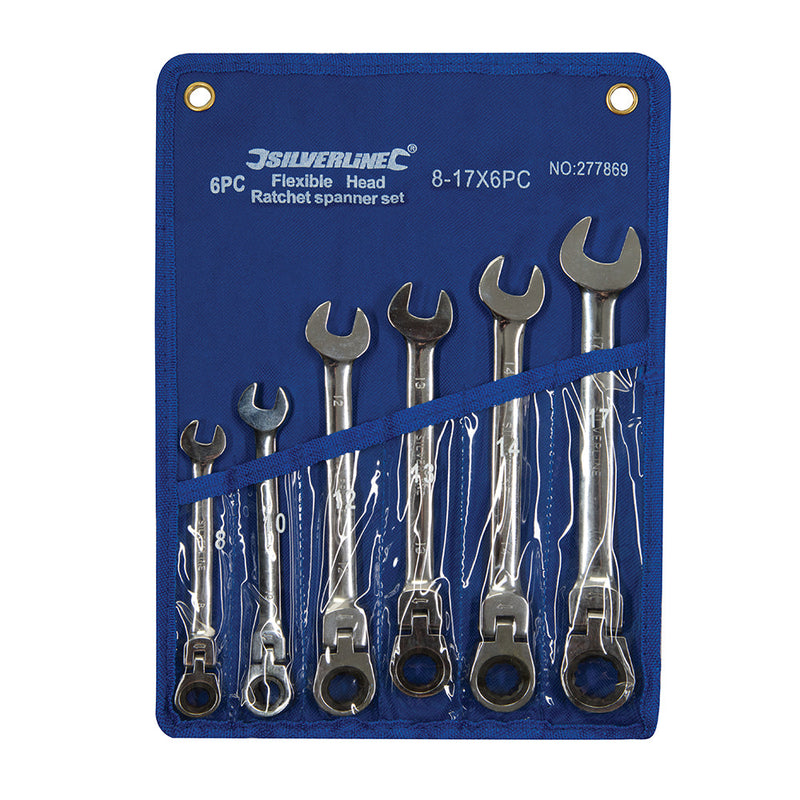 Silverline 277869 Flexible Head Ratchet Spanner Set 6pce