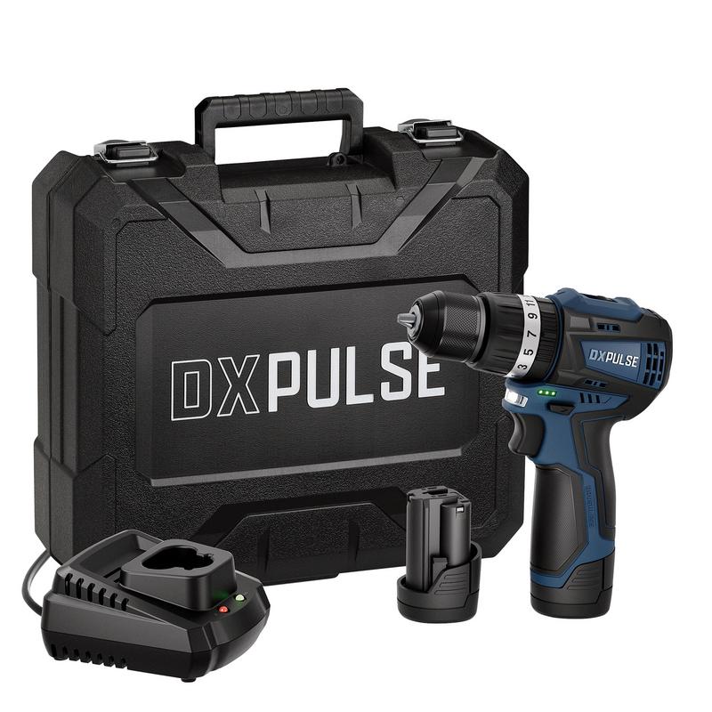 Draper 27879 DXPULSE 12V Brushless Combi Drill Kit, 2 x 2.0Ah Batteries, 1 x Charger