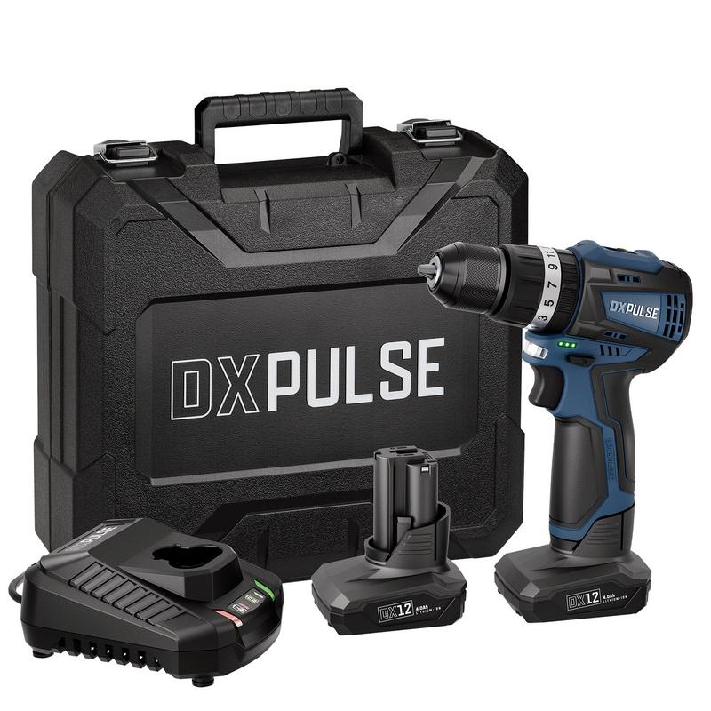Draper 27885 DXPULSE 12V Brushless Combi Drill Kit, 2 x 4.0Ah Batteries, 1 x Fast Charger