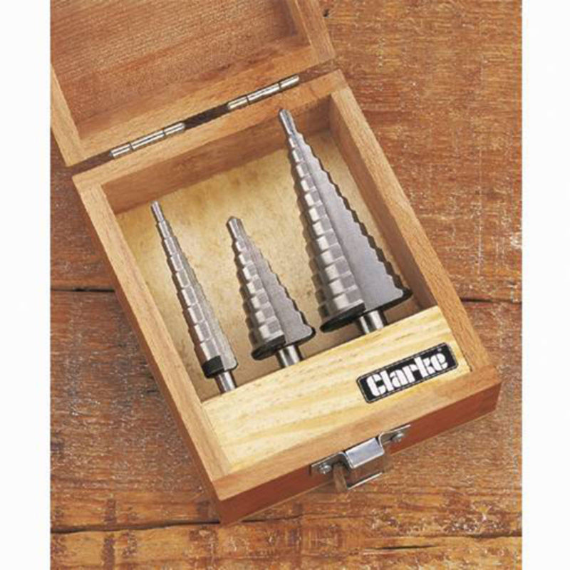 Clarke 1801381 CHT381 3 piece HSS Stepped Cone Drill Set