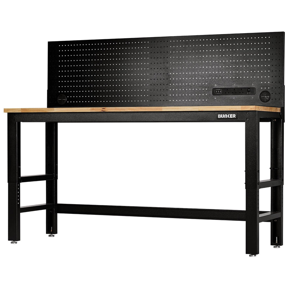 BUNKERå¨ 28098 Workbench with Hardwood Worktop and Power Pegboard, 1830mm