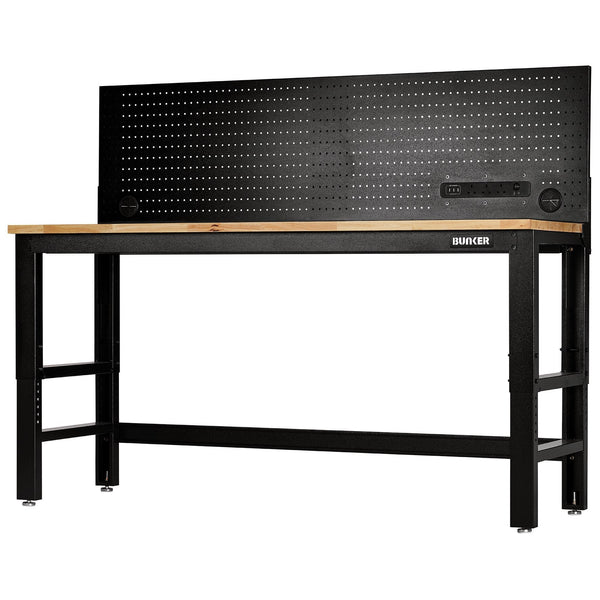 BUNKERå¨ 28098 Workbench with Hardwood Worktop and Power Pegboard, 1830mm