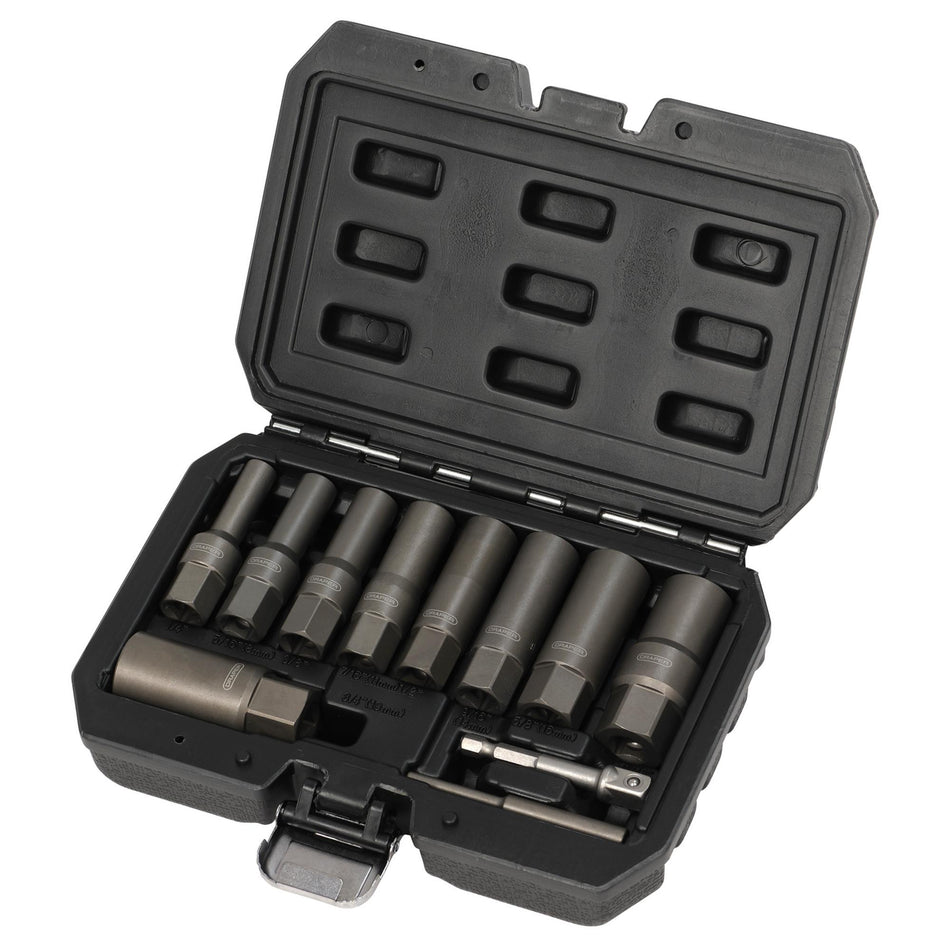 DRAPER 28197 Spiral Type Deep Bolt Extractor Set, 3/8" Sq. Dr. (11 Piece)