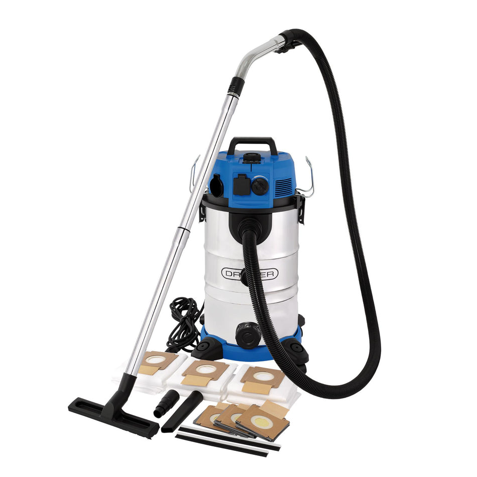 DRAPER 28230 230V M-Class Wet and Dry Vacuum Cleaner with Power Take-Off, 35L, 1500W