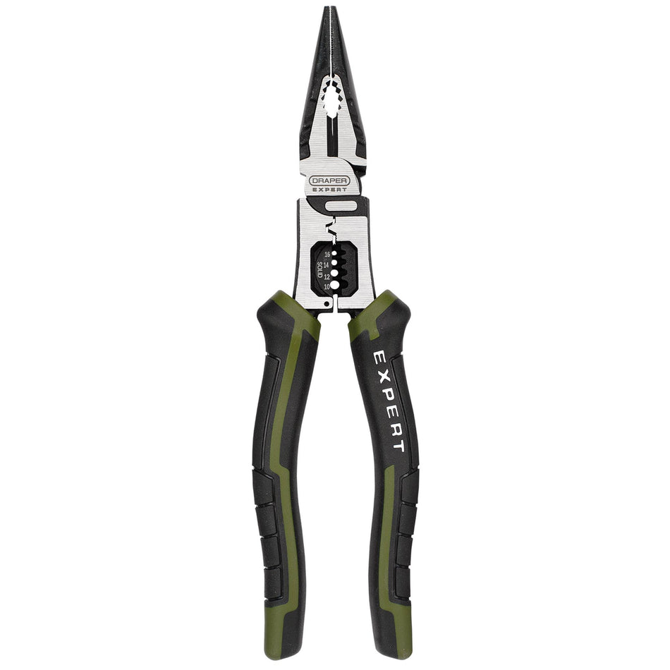 Draper Expert 28527  Long Nose Pliers with Wire Stripper, 200mm