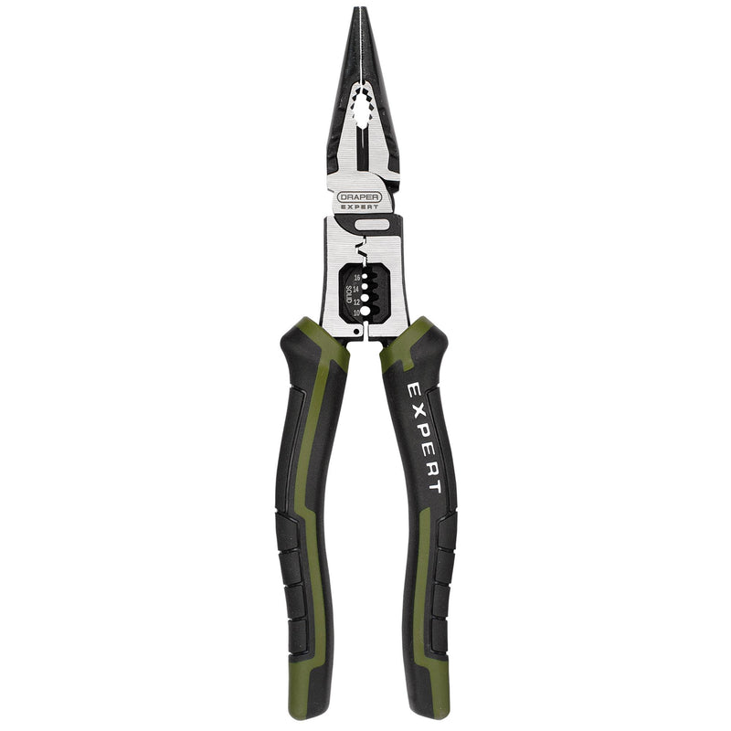 Draper Expert 28527  Long Nose Pliers with Wire Stripper, 200mm