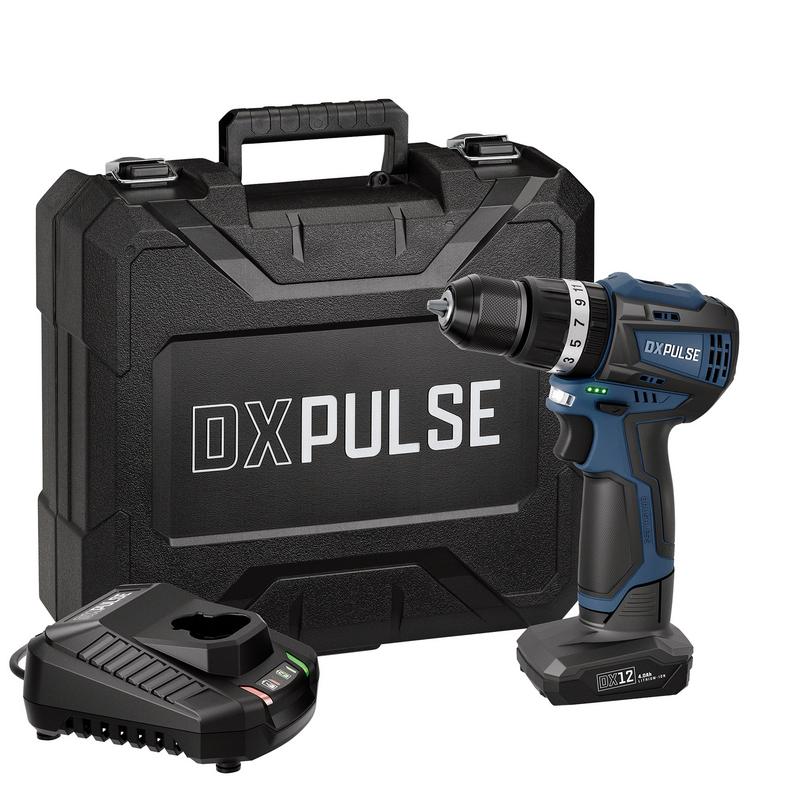 Draper 29395 DXPULSE 12V Brushless Combi Drill Kit, 1 x 4.0Ah Battery, 1 x Fast Charger
