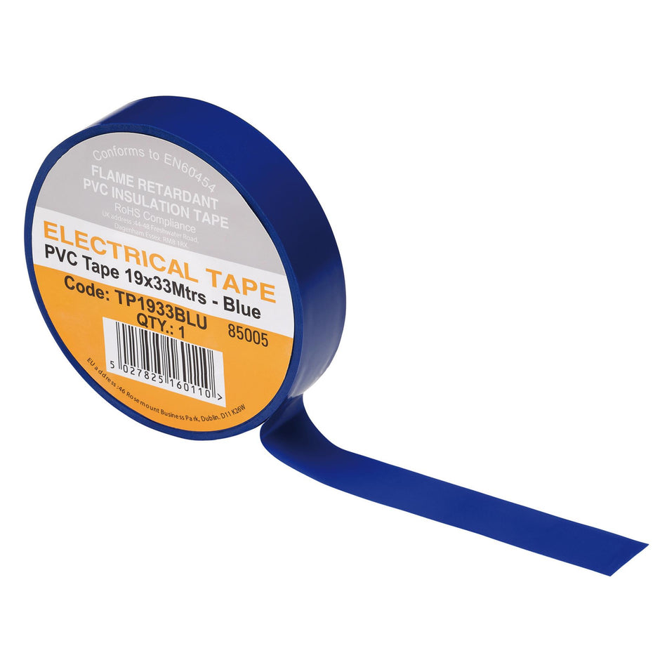 DRAPER 29497 Blue PVC Electrical Insulation Tape, 19mm x 33m (Pack of 10)