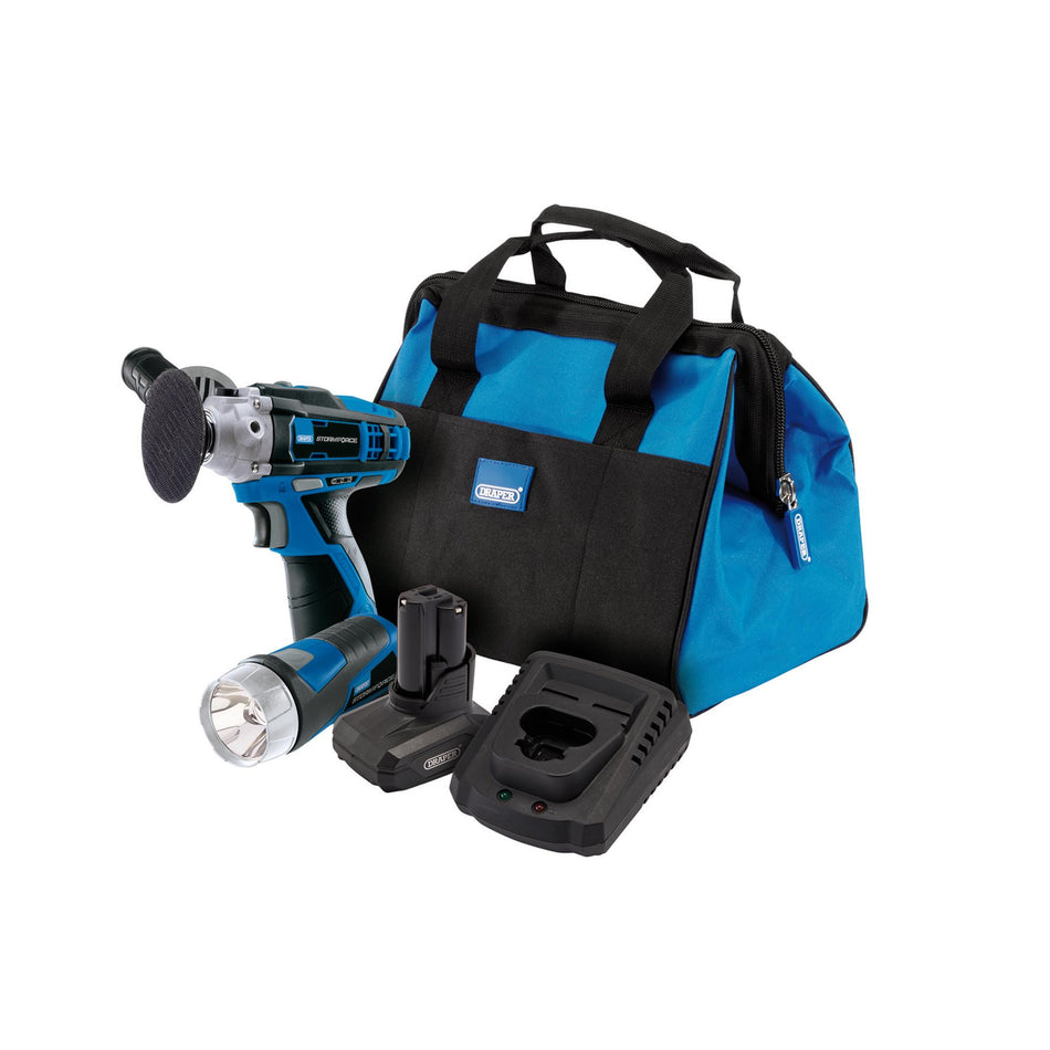DRAPER 29573 Draper Storm Force® 10.8V Power Interchange Car Polisher Kit & LED Torch