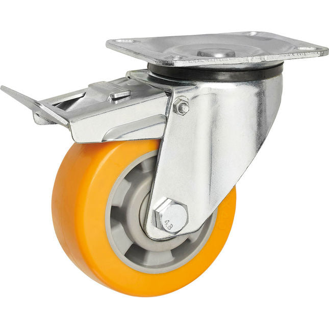 Clarke 4200299 ML100BPU 100mm PU Braked Swivel Castor (200kg)