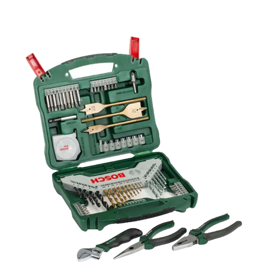 Bosch 2607017197 DIY X-Line Accessory Case Pliers Set 70 Pieces - Green/Grey