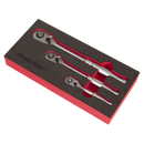 Sealey AK7933 3pc Ratchet Wrench Set - Flip Reverse - Premier Platinum Series