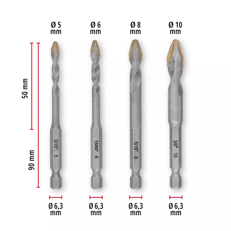 Einhell 49051404 XS-CASE TC Drillbit Set 4 pcs