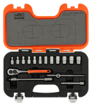 Bahco S160 1/4" Square Drive Socket Set with Metric Hex Profile and Ratchet