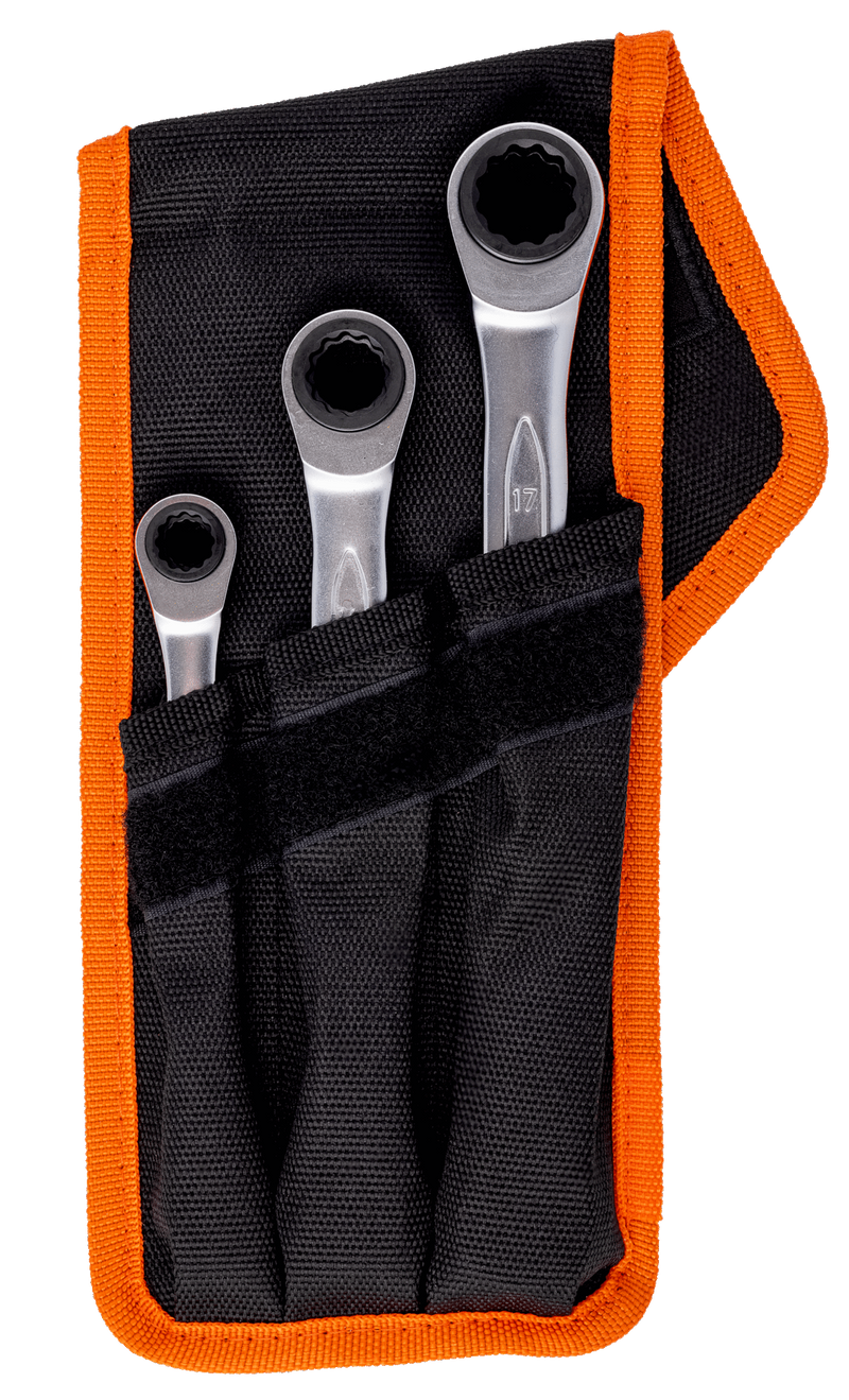 Bahco S4RM/3T 4-in-1 Ratcheting Ring Wrench Set - 3 Pcs/Pouch
