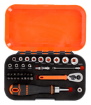 Bahco S34MC8H 1/4" Square Drive Socket & Bit Set with Metric Hex Profile - 34 Pcs