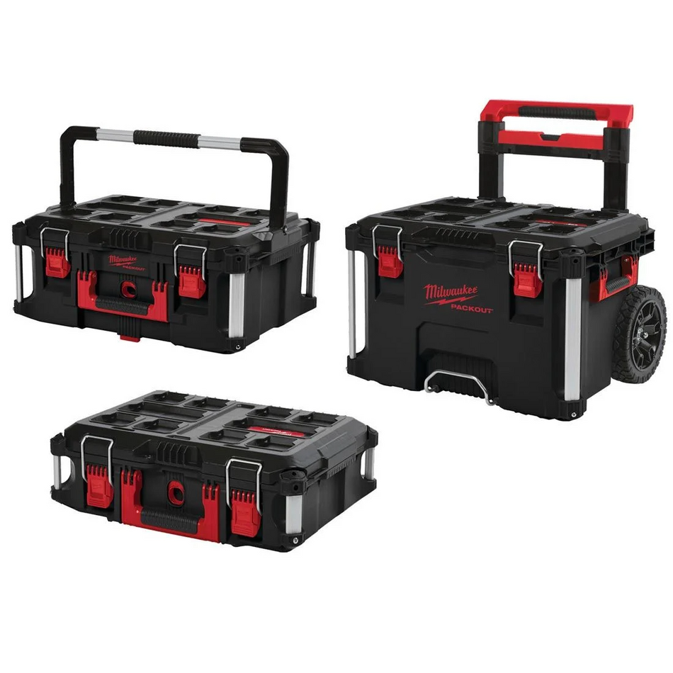 Milwaukee 4932464244 3 Piece PACKOUT Storage System Set with Trolley Box / Large Box / Box