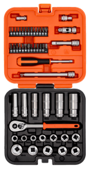 Bahco S51MC3H 3/8" Square Drive Standard & Deep Socket Set with Metric Hex Profile & 1/4" Bits - 51 Pcs