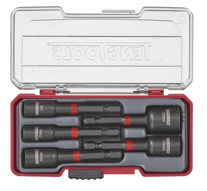 Teng Tools TJNS05 Impact Nut Setter Set With Belt Clip 5 Pieces