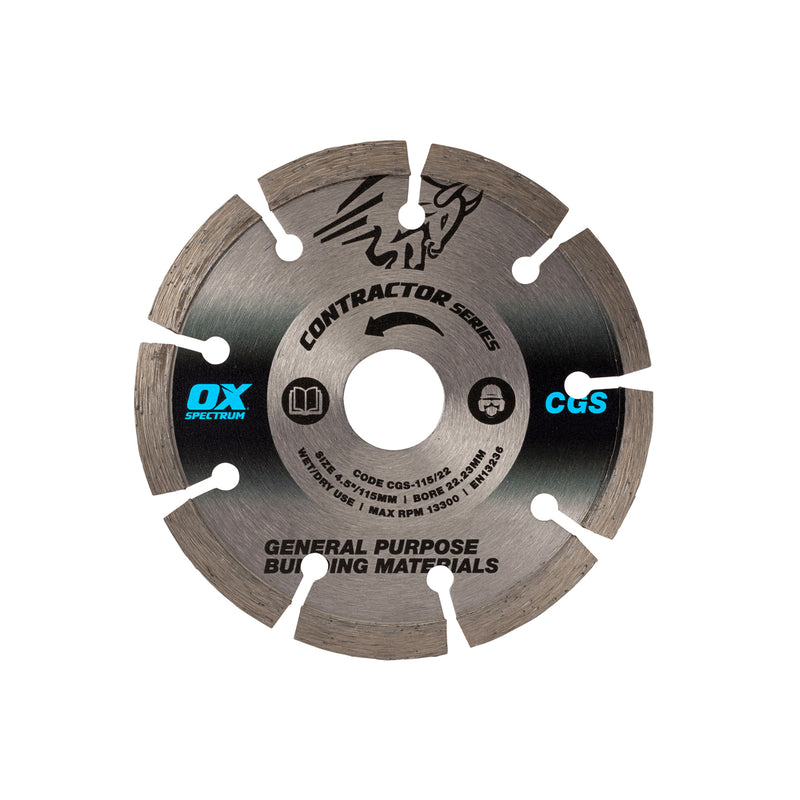 OX Tools OX-CGS-115/22 Contractor Diamond Blade - General Purpose - 115/22.23mm