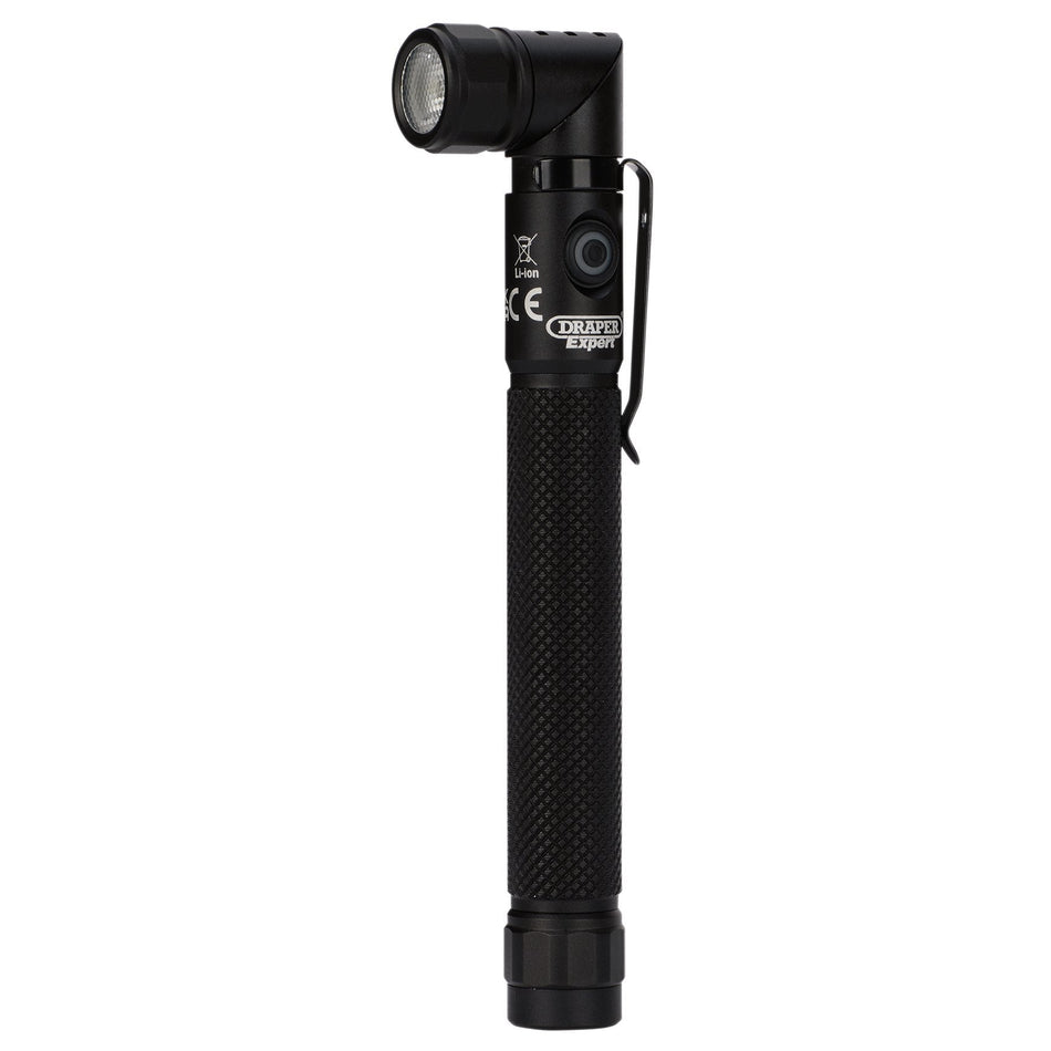 Draper Expert 30986 SMD LED USB Rechargeable 90&deg; Adjustable Head Torch, 3.5W, 350 Lumens, USB-C Cable Supplied