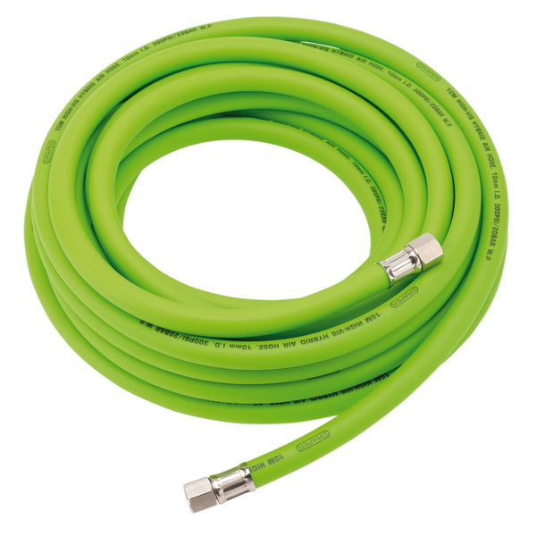 Draper 31729 High Visibility Hybrid Air Hose, 10m x 10mm, 1/4" BSP, Green
