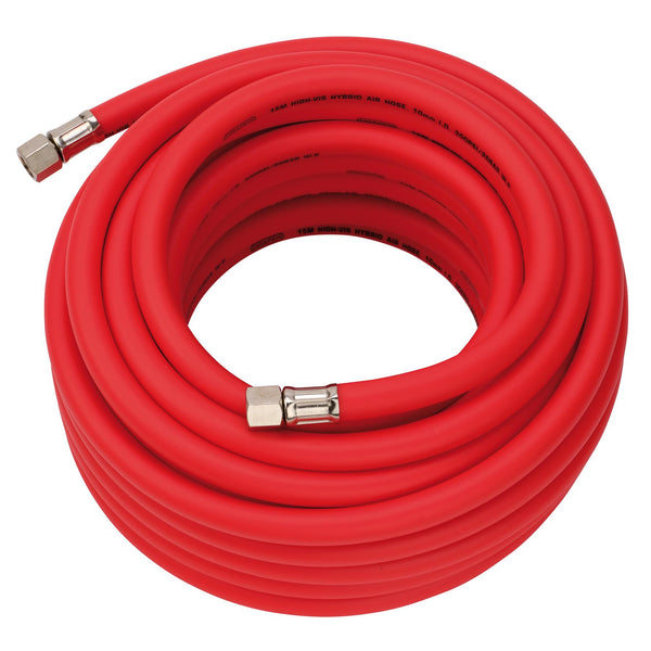 Draper 31731 High Visibility Hybrid Air Hose, 15m x 10mm, 1/4" BSP, Red