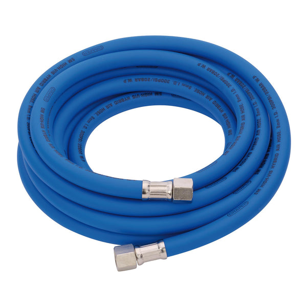 Draper 31733 High Visibility Hybrid Air Hose, 5m x 8mm, 1/4" BSP, Blue