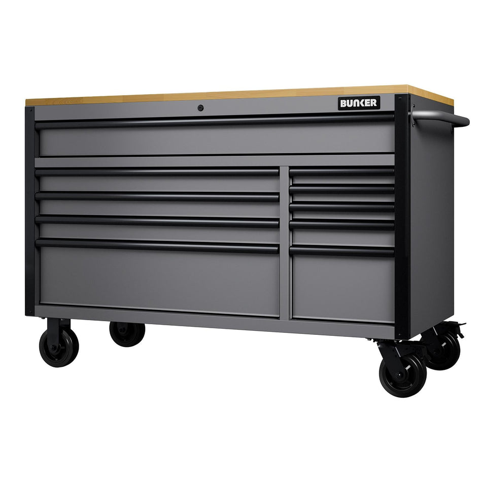 BUNKERå¨ 31760 10 Drawer Workbench Roller Tool Cabinet, 56", Light Grey
