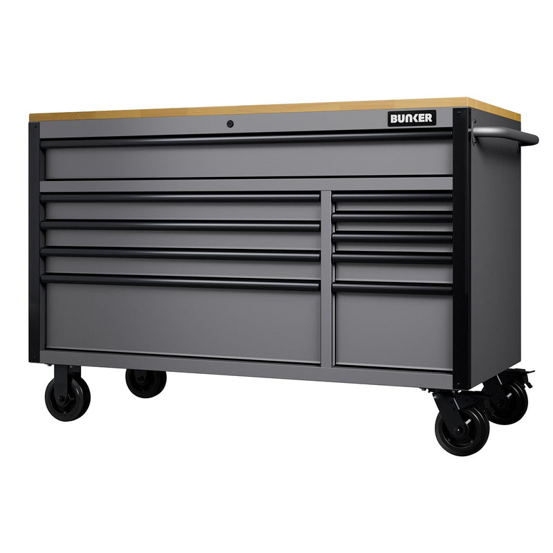 BUNKERå¨ 31760 10 Drawer Workbench Roller Tool Cabinet, 56", Light Grey