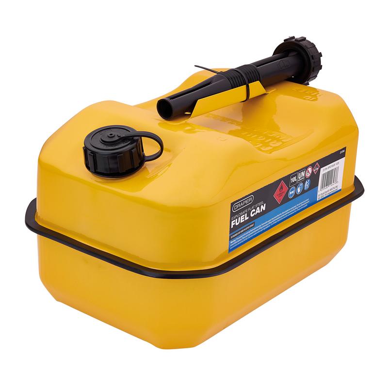 Draper 31794 Explosafe Flat Steel Fuel Can, 10L, Yellow
