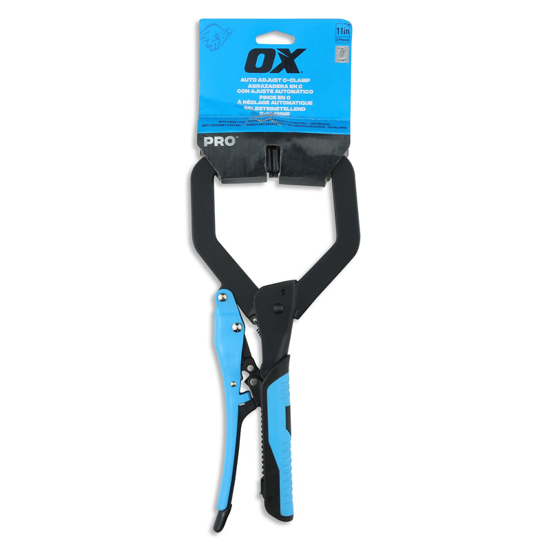 OX Hand Tools P204802 Auto Adjust 11-Inch C Clamp With Swivel Pad - Gripped