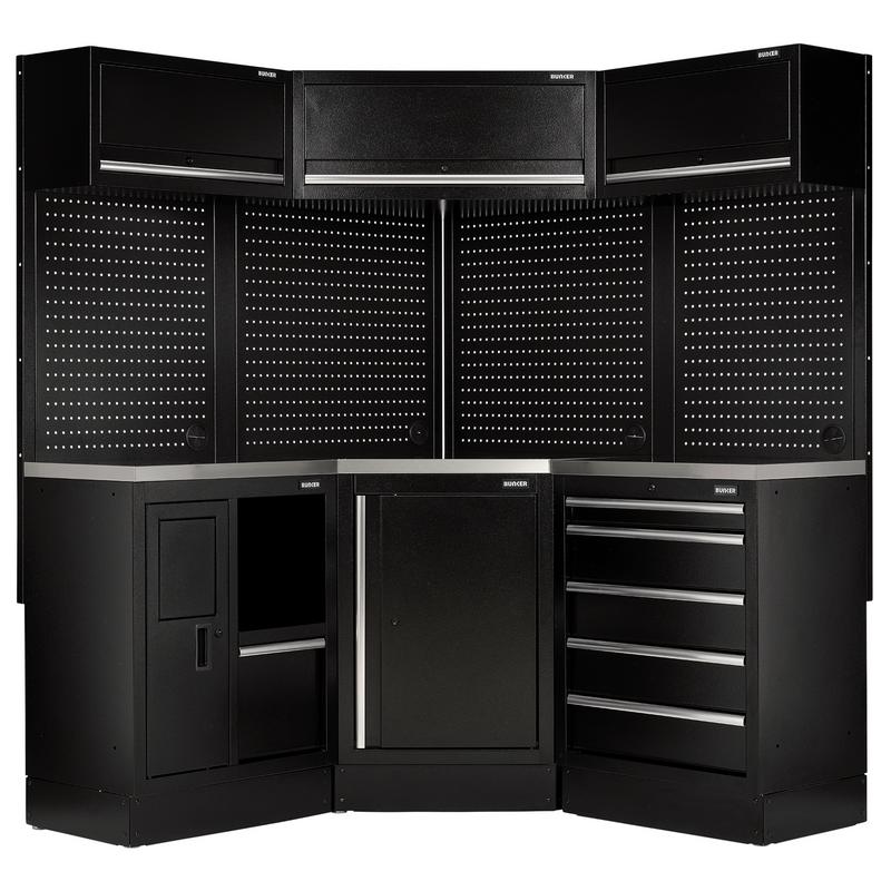 Draper 32521 BUNKER 18 Piece Modular Storage Corner Combo with Stainless Steel Worktop, 3454mm