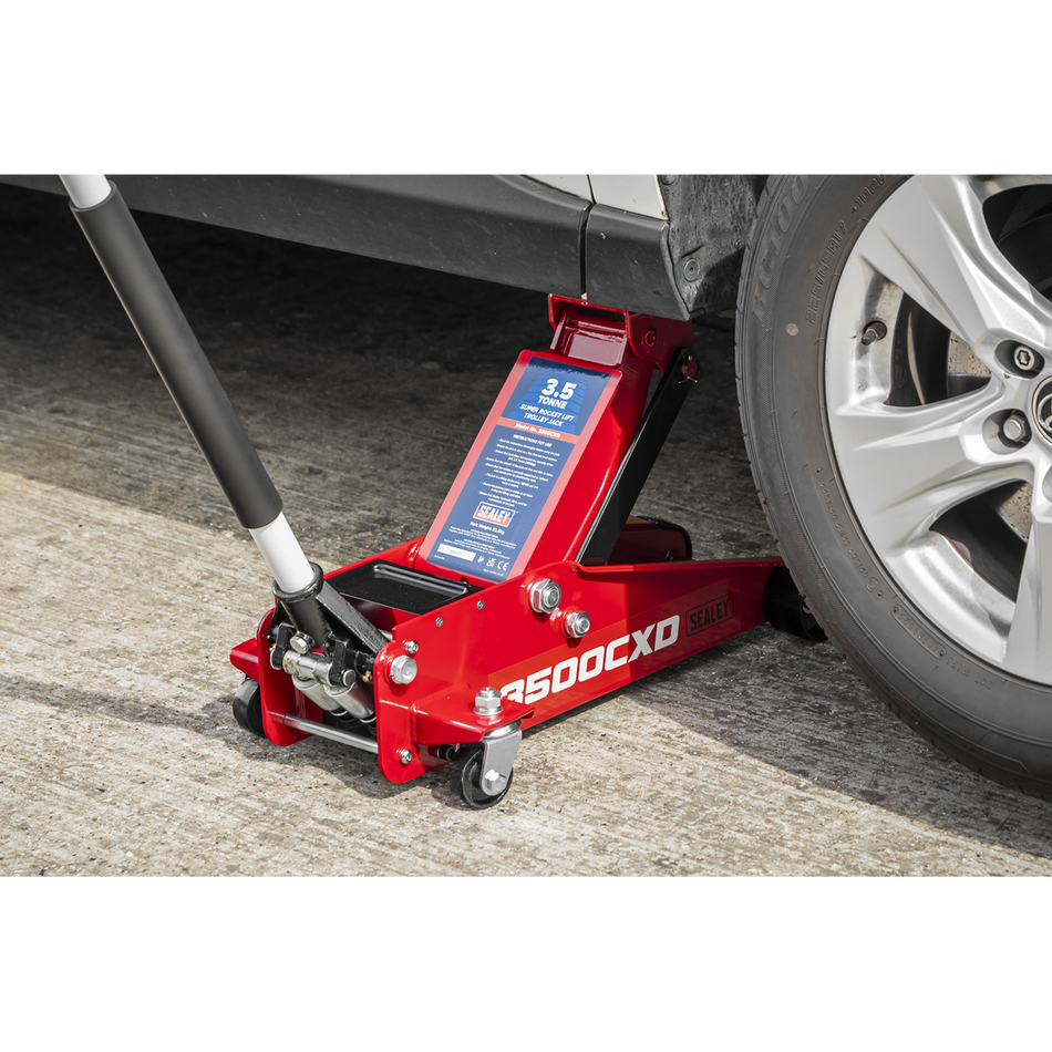 Sealey 3500CXD Trolley Jack with Super Rocket Lift 3.5 Tonne