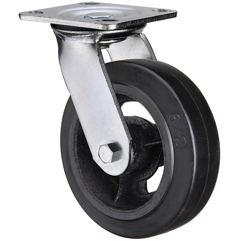 Clarke 4200191 Heavy Duty Rubber Castor Wheels Fixed / Swivel / Swivel & Brake (125mm - 200mm)
