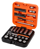 Bahco S51MC3H 3/8" Square Drive Standard & Deep Socket Set with Metric Hex Profile & 1/4" Bits - 51 Pcs