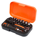 Bahco S34MC8H 1/4" Square Drive Socket & Bit Set with Metric Hex Profile - 34 Pcs