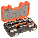 Bahco S330 1/4" and 3/8" Square Drive Socket Set with Metric Hex Profile and Ratchet