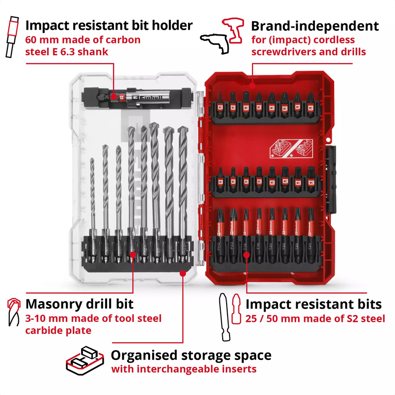 Einhell 49108753 M-CASE Box Set Bit+Dr 33pcs LS