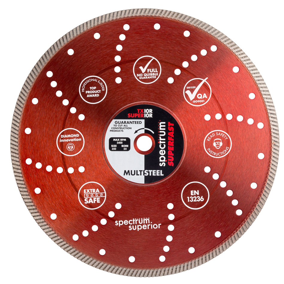 OX Tools OX-TX10R-350/25 Spectrum Superior Turbo Dia Blade - Multi-Steel - 350/25.4mm