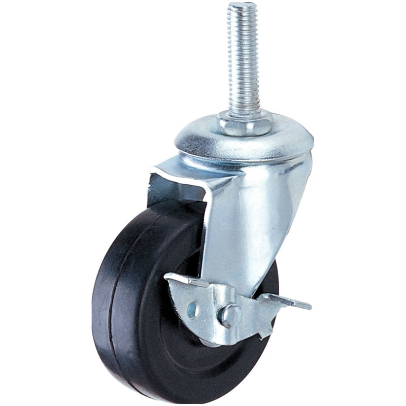 Clarke 4200272 Rubber Threaded Castor Wheels Swivel / Swivel & Brake (50mm - 100mm)