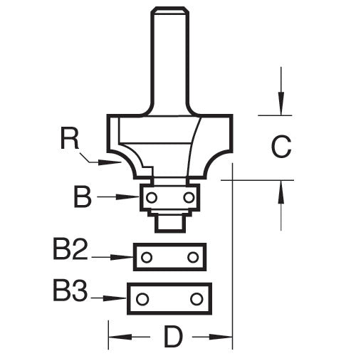 Trend Tools 40/15X1/2TC Bearing Guided Ovolo Cutter 12.7Mm Radius