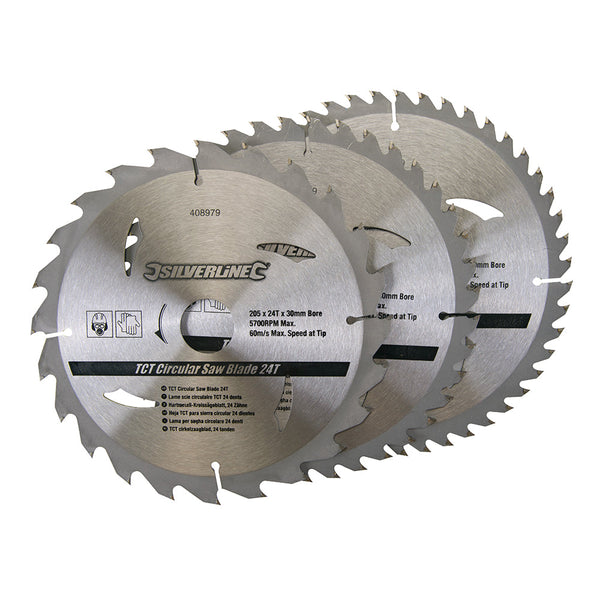 Silverline 408979 TCT Circular Saw Blades 24, 40, 48T 3pk