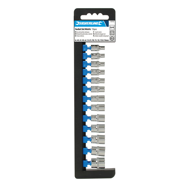 Silverline 427553 Socket Set 1/4" Drive 6pt Metric 13pce
