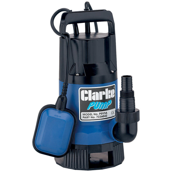 Clarke 7236042 PSV3A 1_" 400W 133Lpm 8m Head Dirty Water Submersible Pump with Float Switch (230V)